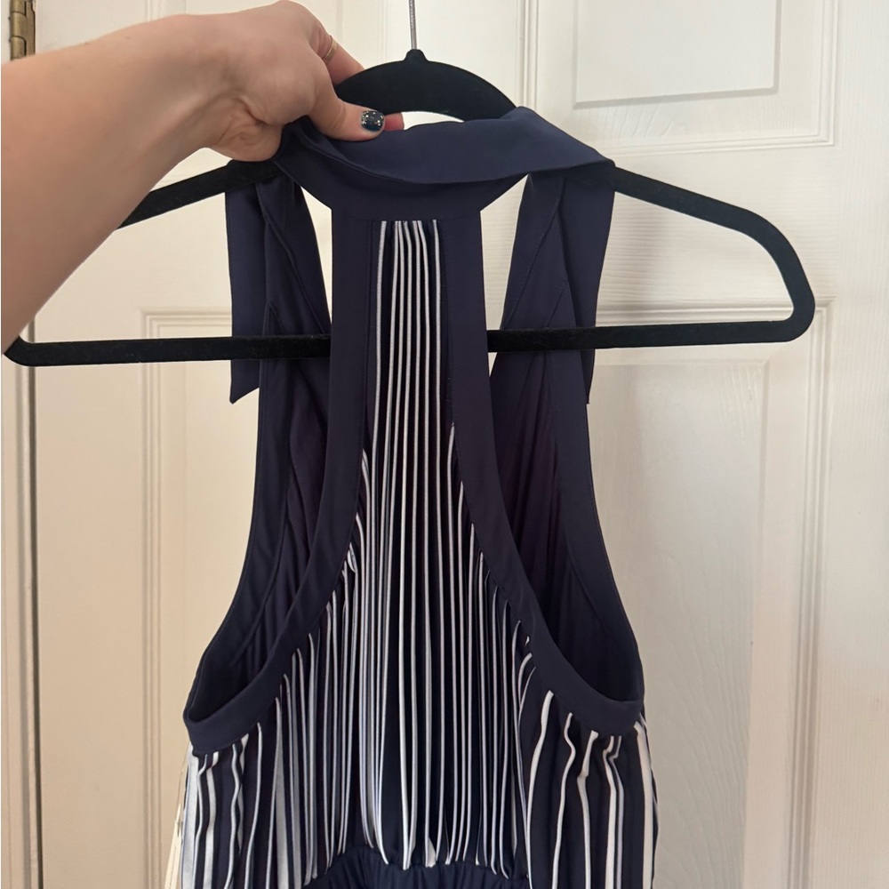 Elegant Blue and White Striped Dress - Picture 5 of 5